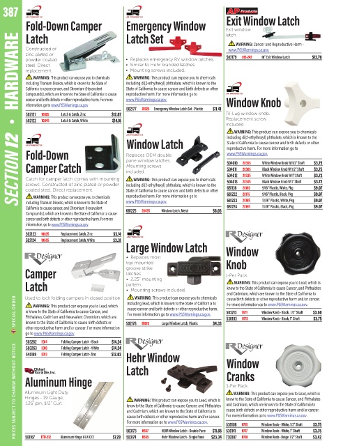 Rv Designer Hehr Double Pane Window Latch